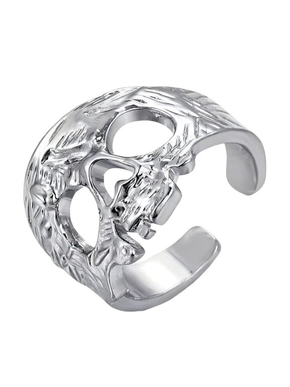 Adjustable Gothic Face Rings Retro Geometric Designs Jewelry Finger Accessories For Costume Event Inspired Adjustable Skeleton Rings With Intricate Cutout Designs Handmade Finger Accessories