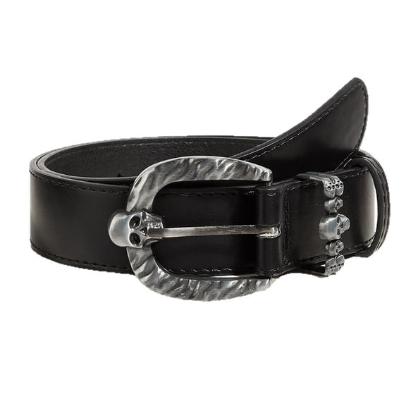 Adjustable Gothic Waist Belt Carved Skull Buckles PU Leather Waistband for Adult