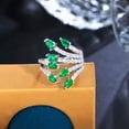 thumbnail image 1 of Adjustable Green CZ Leaf Engagement Ring Cubic Zirconia Fashion Brand Jewellery, 1 of 9