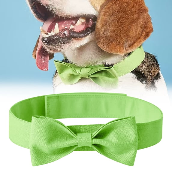 Adjustable Green Cotton Dog Bow Tie Collar 16.5-21.3in, Gentleman Tuxedo Accessory for Extra Large Dogs Wedding Party