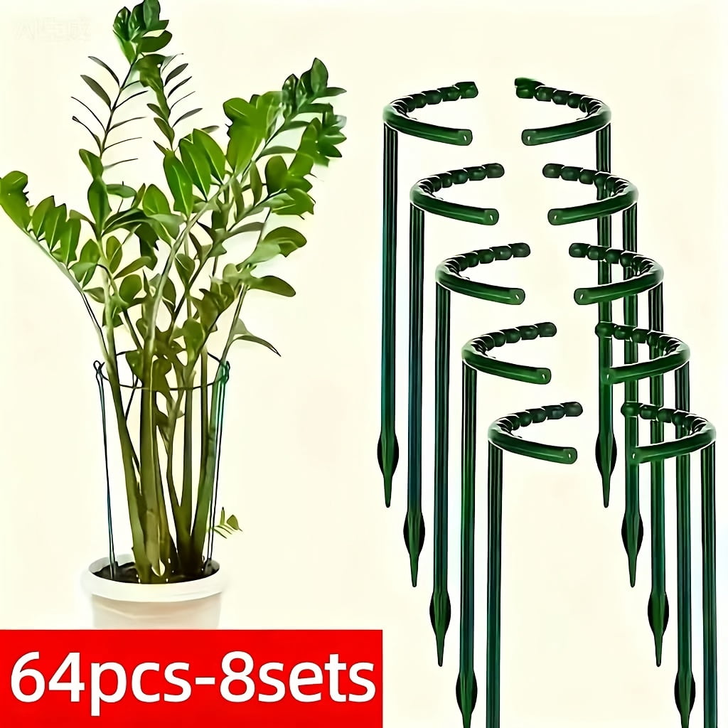 Adjustable Green Plastic Plant Stakes And Cages- Perfect for Flexible Support of Plants. This Half-Circle Garden Tomato Cage-8sets