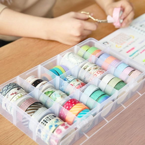 Adjustable Grid Slot Plastic Storage Box for Jewelry Bead, Washi Tape, Art Supplies and Sticker Organizer Case