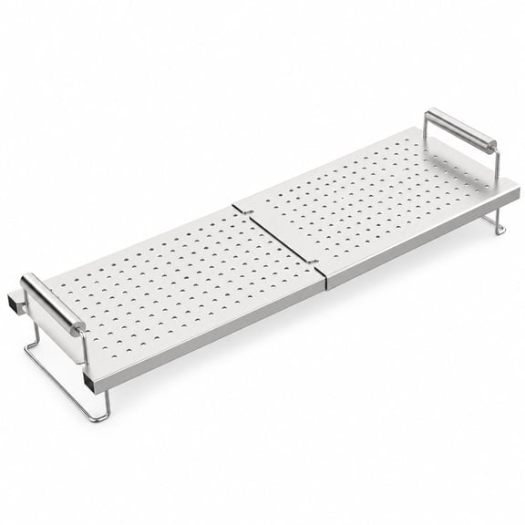 Adjustable Griddle Warming Rack, 15" to 25" Length, Stainless Steel, Foldable with Handle for Flat Top Griddles