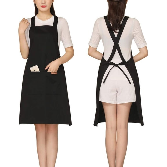 Adjustable Grilling Apron with 2 Pockets Cotton for Stylist,Barber,Teacher,Cobbler Fits for Paint,Vintage,Baking Wine Color Black