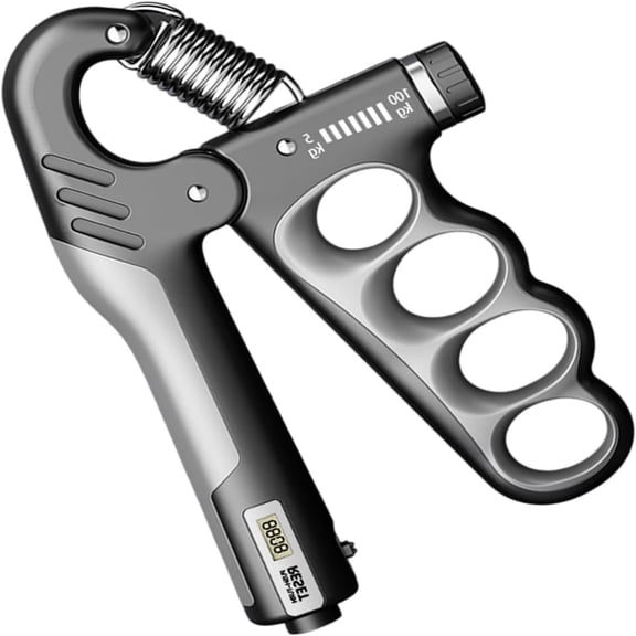 Adjustable Grip Strength Trainer 11-220LBS, Hand Grip Strengthener with Automatic Counter, Ergonomic Forearm Exerciser for Athletes Musicians Injury Recovery(Grey,16x11cm)