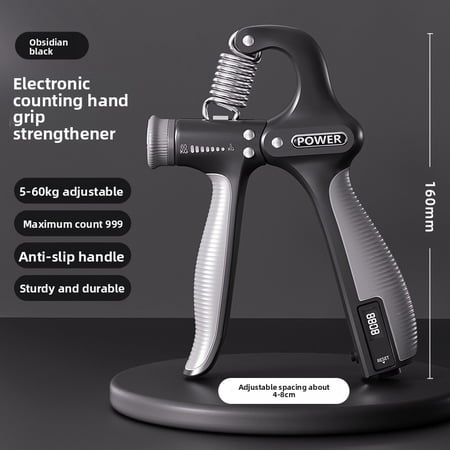 Adjustable Grip Strengthener with Digital Counter – Smart Hand Exerciser with LED Display, Heavy Duty Stainless Steel Spring for Forearm Training