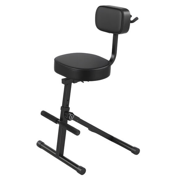 Adjustable Guitar Stool with Backrest & Footrest, Foldable Padded Seat with Integrated Guitar Holder