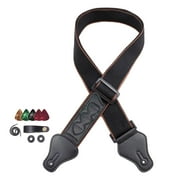 Adjustable Guitar Strap, Lengthened with Pick Holder, Soft Padded Comfort Guitar Shoulder Straps Belts Adjustable for Bass black