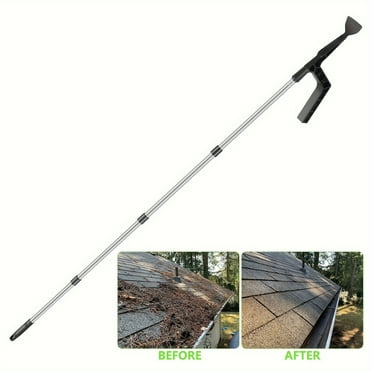 Adjustable Gutter Cleaning Tool with Extendable Handle, Roof Debris Sweep Equipment, Garden Leaf Cleaner for House Gutters and Downspouts