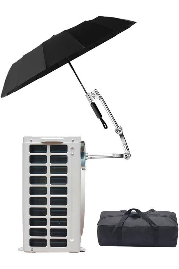 Adjustable HVAC Umbrella with Base, 12-Rib Outdoor Sun Shade for Unit Protection, & Cover for Work, Keep Cool and Dry