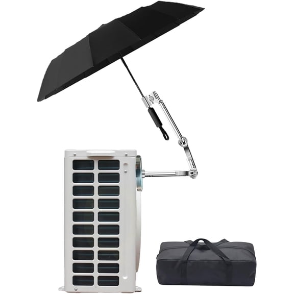 Adjustable HVAC Umbrella with Base, 12-Rib Outdoor Sun Shade for Unit Protection, Waterproof & UV Resistant Cover for Work, Keep Cool and Dry