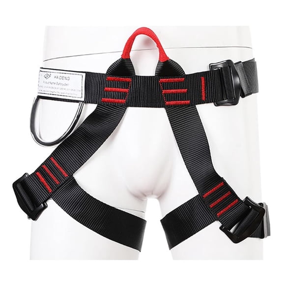 Adjustable Half Body Climbing Harness Safety Belt for Rock Climbing Downhill Rescue Polyester Material, Black