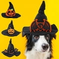thumbnail image 1 of Adjustable Halloween Dog Witch Hat Lightweight, Breathable, with Bat and Pumpkin Design - Perfect Pet Headdress for Cosplay Fun, 1 of 8