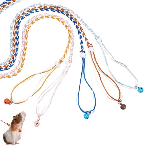 Adjustable Hamster Traction Rope 6 Pcs Leash and Harness Dwarf Collar for Small Animal Pet Guinea Pig Rat Ferret RabbitDIY 1set