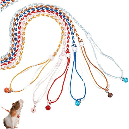 Adjustable Hamster Traction Rope 6 Pcs Leash and Harness Dwarf Collar for Small Animal Pet Guinea Pig Rat Ferret Rabbit