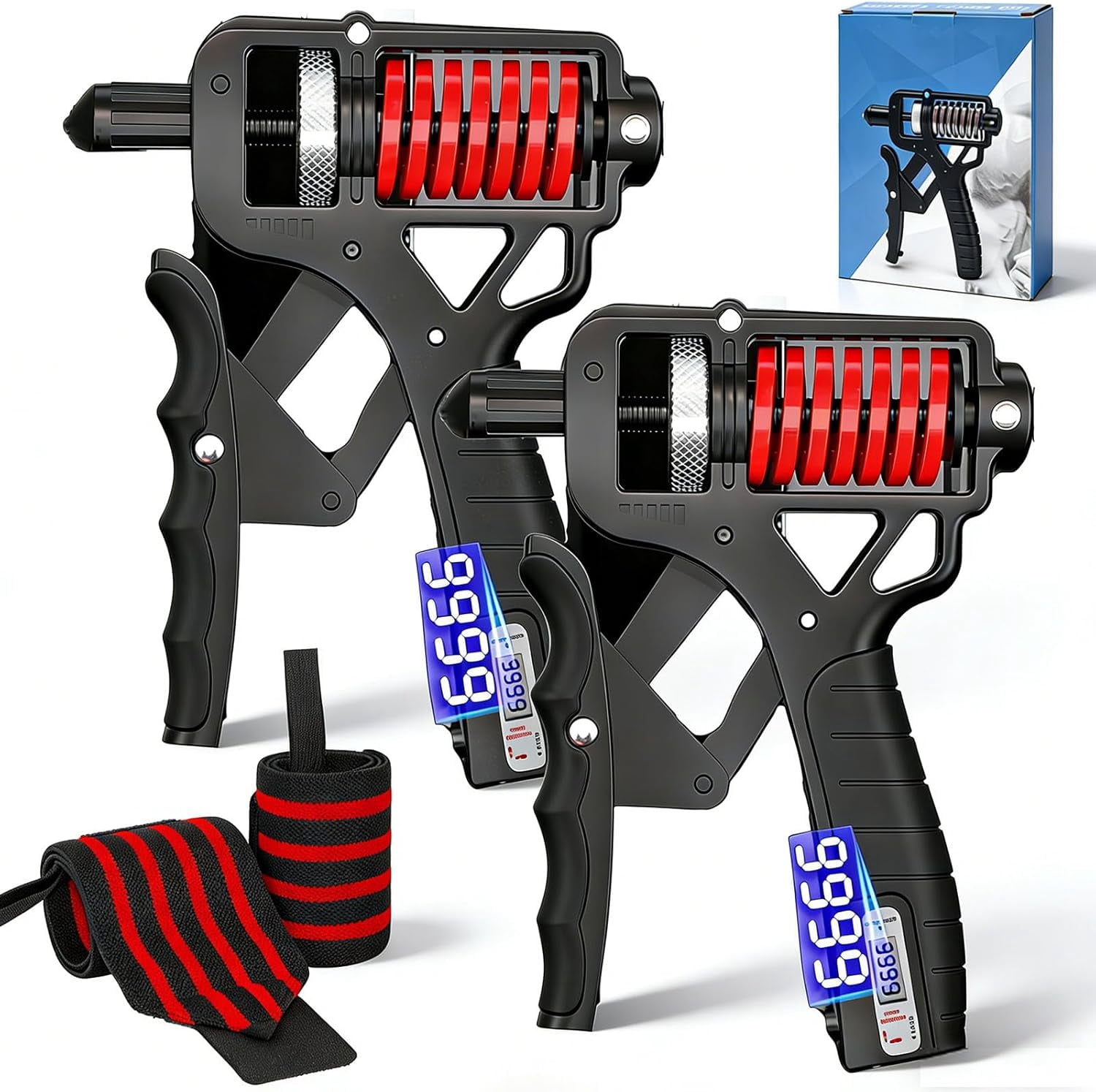 Adjustable Hand Grip Strengthener 11-364LBS Electronic Counter Non-Slip Forearm Trainer