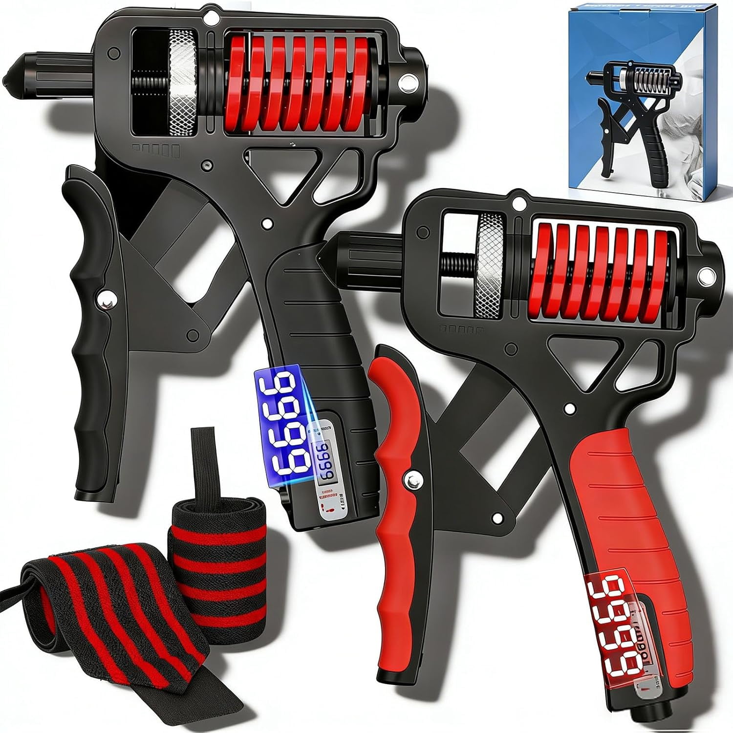 Adjustable Hand Grip Strengthener 11-364LBS Electronic Counter Non-Slip Forearm Trainer
