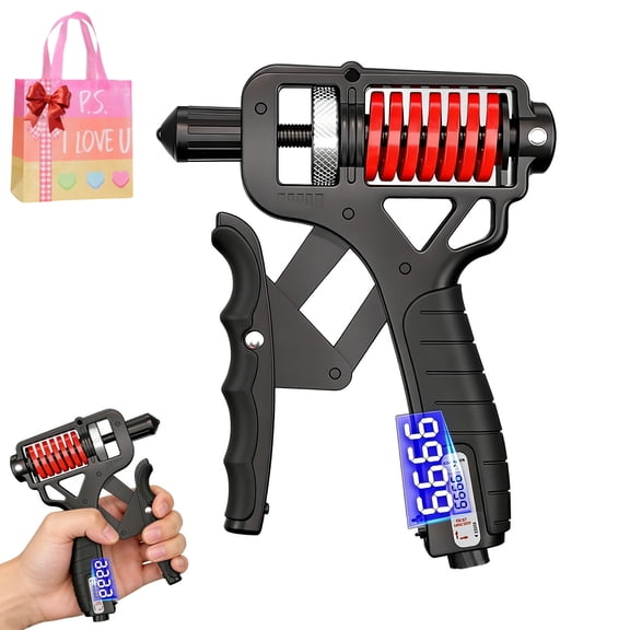 Adjustable Hand Grip Strengthener with Electronic Counter, 11-364 Lbs Hand Grip Strengthener with Electronic Counter, Non-Slip Handle, for Finger and Forearm Exercise