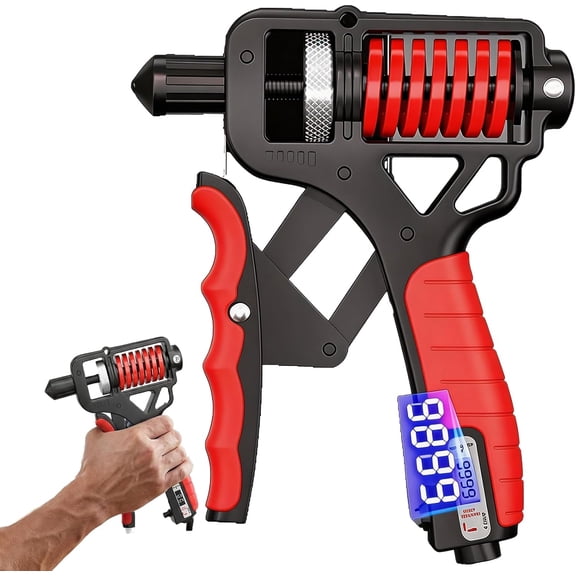 Adjustable Hand Grip Strengthener with Electronic Counter,11-364 lbs Grip Strength Trainer for Forearm Finger Exercise, Non-Slip Handle Gripper, Grip Ring for Home Office & Gym