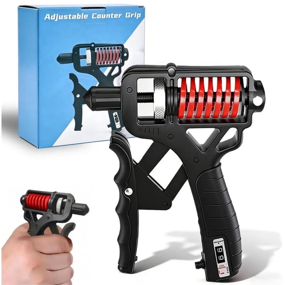 Adjustable Hand Grip Strengthener Electronic Counter, 11-364LB Non-Slip Forearm Finger Trainer for Home Gym(Q)
