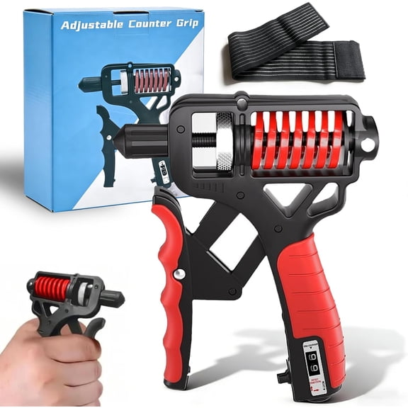 Adjustable Hand Grip Strengthener with Electronic Counter, 11-364LB Resistance Hand Gripper, Accurate Counting for Forearm & Finger Workout, Non-Slip Handle for Home Gym