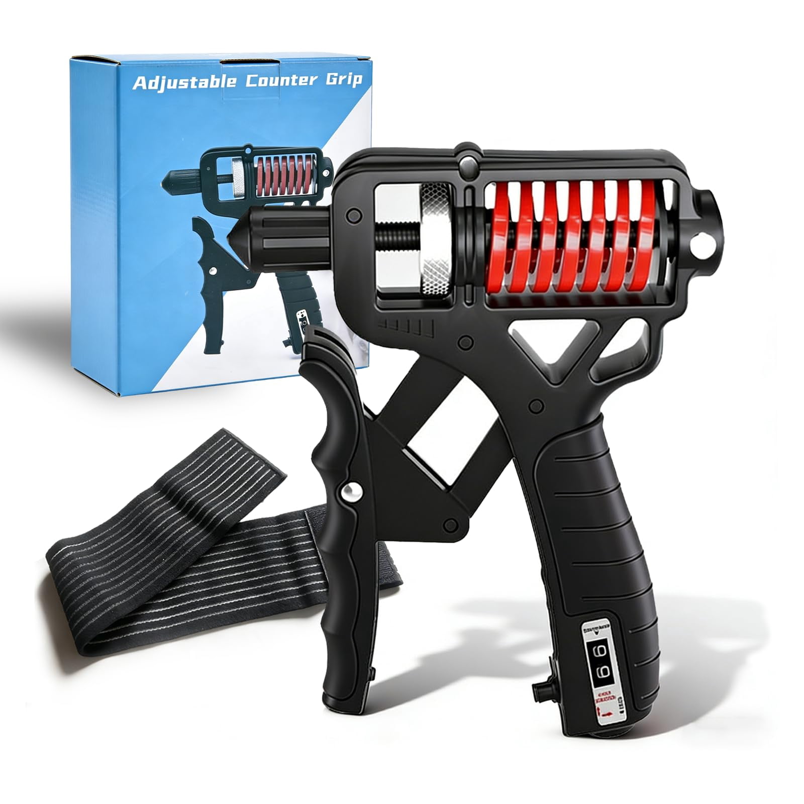 Adjustable Hand Grip Strengthener with Electronic Counter, 11-364lb Resistance, Grip Strength Trainer for Finger and Forearm Exercise, Non-Slip Handle for Home Gym
