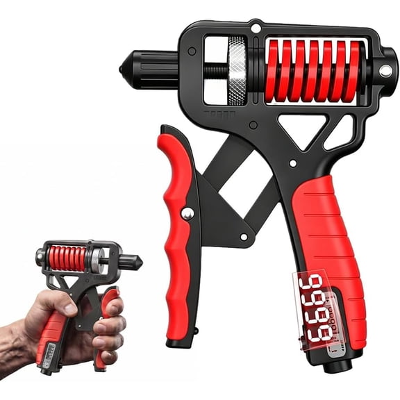 Adjustable Hand Grip Strengthener with Counter, 11-350lbs Forearm Finger Trainer, Ergonomic Anti-Slip Hand Gripper