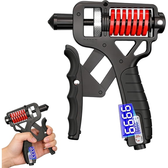 Adjustable Hand Grip Strengthener with Electronic Counter, 11-364 Lbs Resistance Non-Slip Handle Grip Trainer for Finger and Forearm Exercise(black)