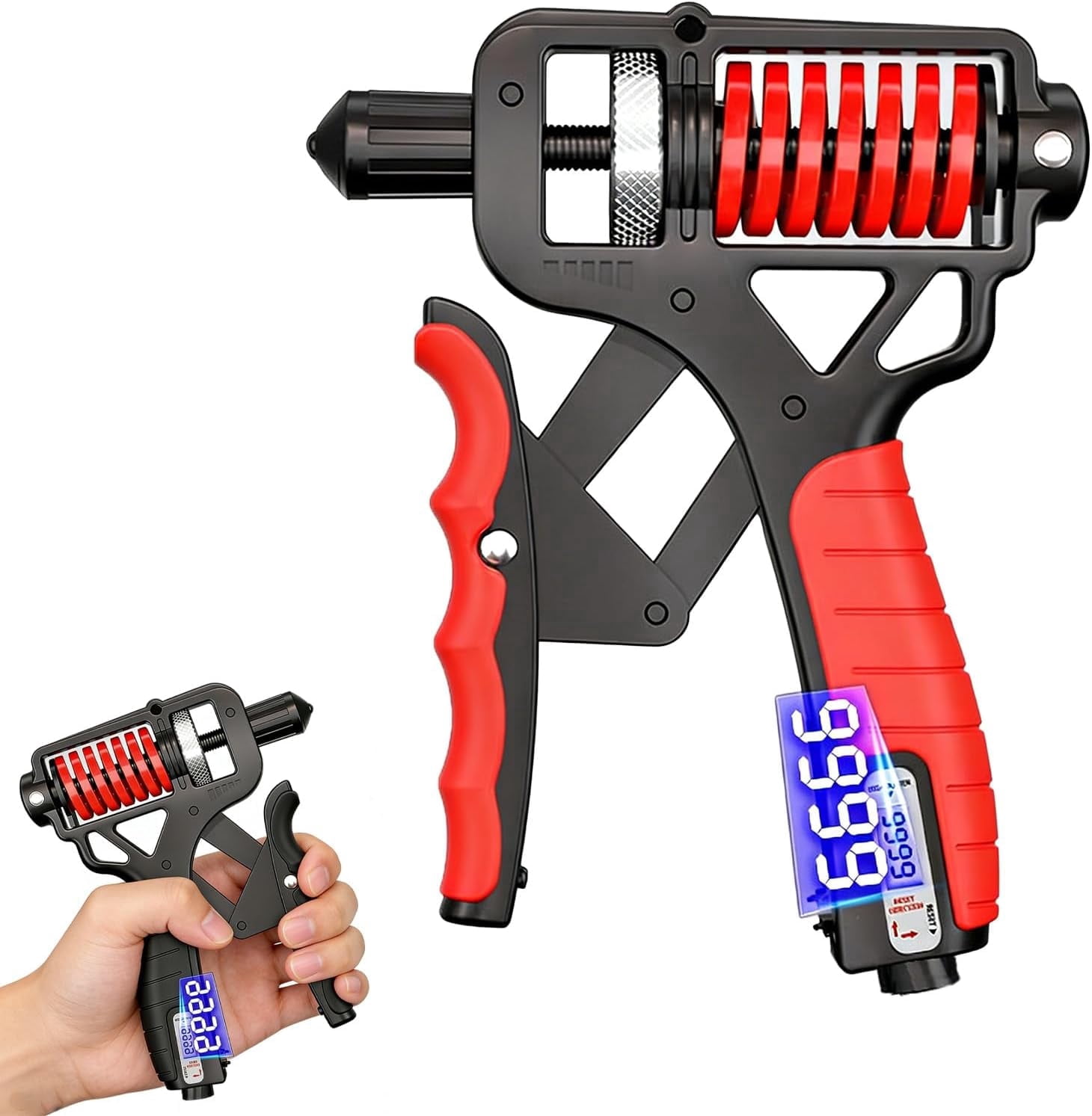 Adjustable Hand Grip Strengthener with Electronic Counter, 11-364 Lbs Resistance Non-Slip Handle Grip Trainer for Finger and Forearm Exercise(red)