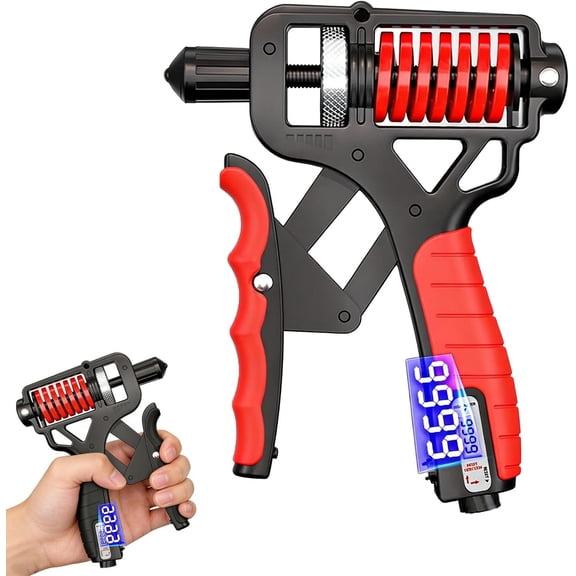 Adjustable Hand Grip Strengthener with Electronic Counter, 11-364 Lbs Resistance, Non Slip Handle for Finger and Forearm Exercise