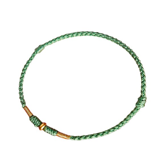 Adjustable Hand Woven Red Rope Luck Bangle for Lovers Stylish Women Men Anklet with Golden Bead Fashion Jewelry