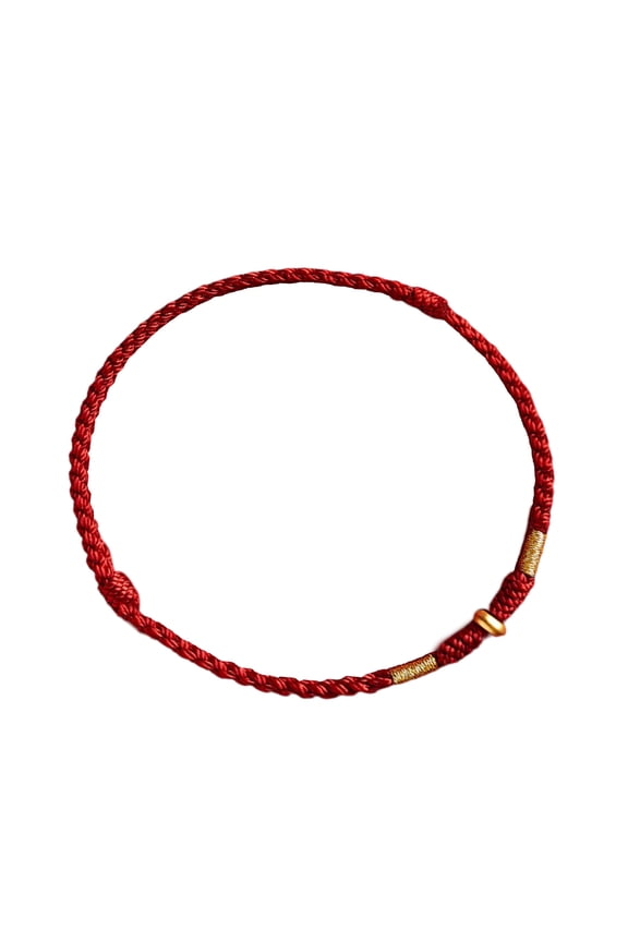 Adjustable Hand Woven Red Rope Luck Bangle for Lovers Stylish Women Men Anklet with Golden Bead Fashion Jewelry