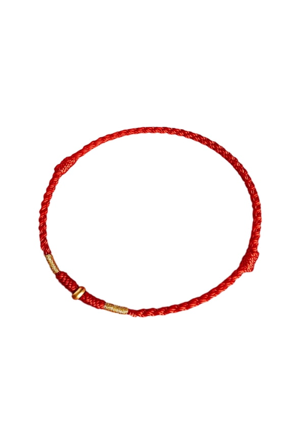 Adjustable Hand Woven Red Rope Luck Bangle for Lovers Stylish Women Men Anklet with Golden Bead Fashion Jewelry