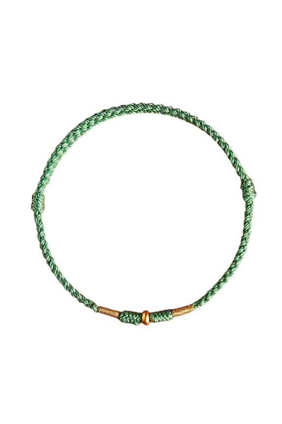 Red Thread Amulet with Gold Bead Charm Hand Woven Anklet for Women Men Adjustable Friendship Handchain