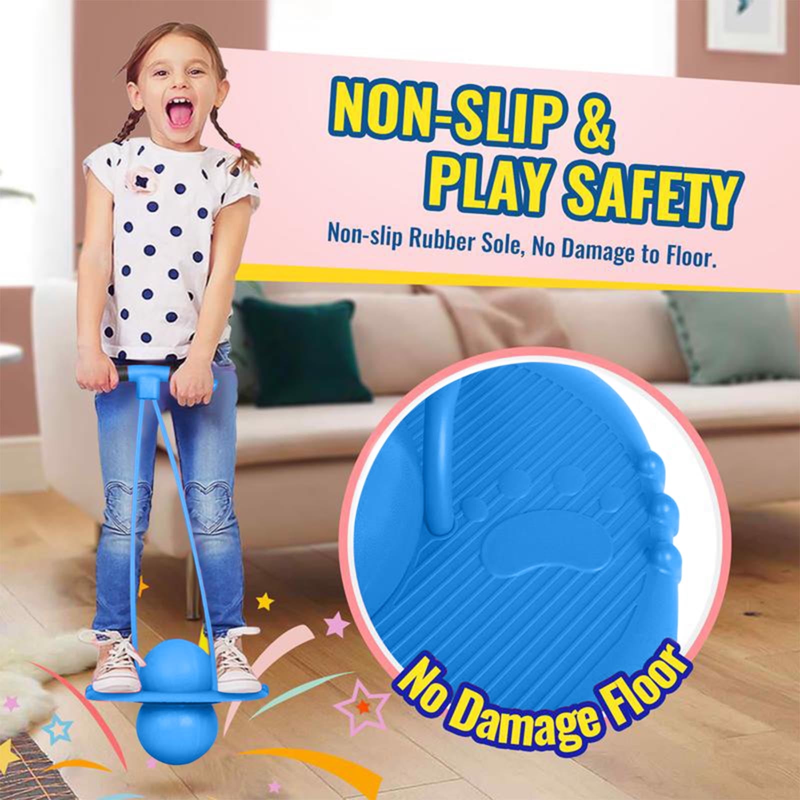 Adjustable Handle Anti-Slip Bounce Ball - Capacity Indoor/Outdoor Toy ...