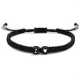 thumbnail image 1 of Adjustable Handmade Black Wax Rope Bracelet with 26 Initial Letters A-Z for Couples and Individuals, 1 of 9