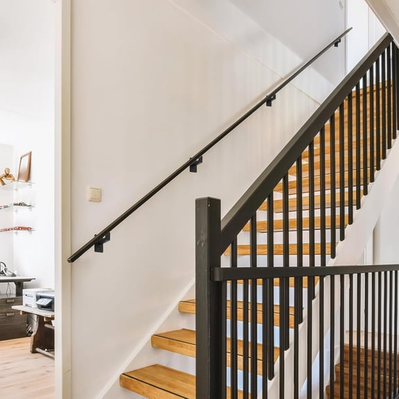 Adjustable Handrail Bracket, 3" Heavy Duty Swivel Hand Rail Bracket for Stair Railing Staircase, Matte Black (6 Pack)