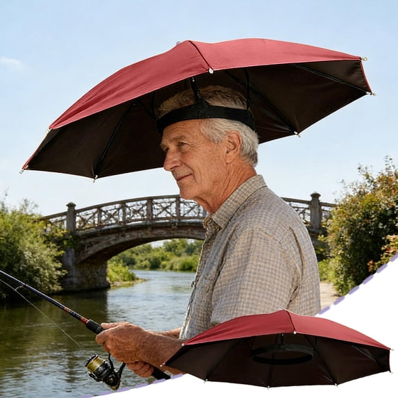 Adjustable Hands-Free Umbrella Hat for Sun and Rain Protection, Large 27-Inch Sunshade with Waterproof Polyester Canopy for Outdoor Activities