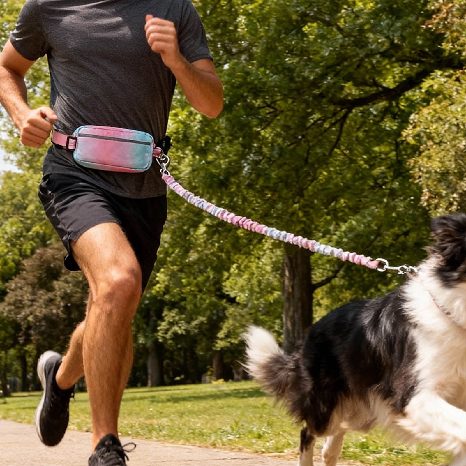 Adjustable Hands Free Waist Dog Leash Running Cycling and Training with Favorite Pet Waist Belt Dog Leash Reflective Running Traction Made of Nylon Retractable Bungee Small Large(Pink)