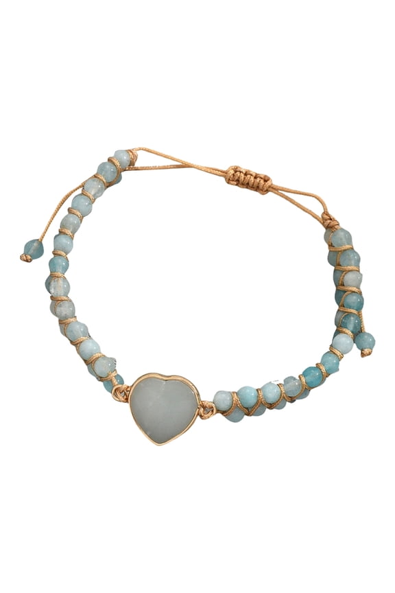 Adjustable Handwoven Heart Stone Bracelet Double Layer Woven Wristband Yoga Jewelry For Mindful Living Energy Balance