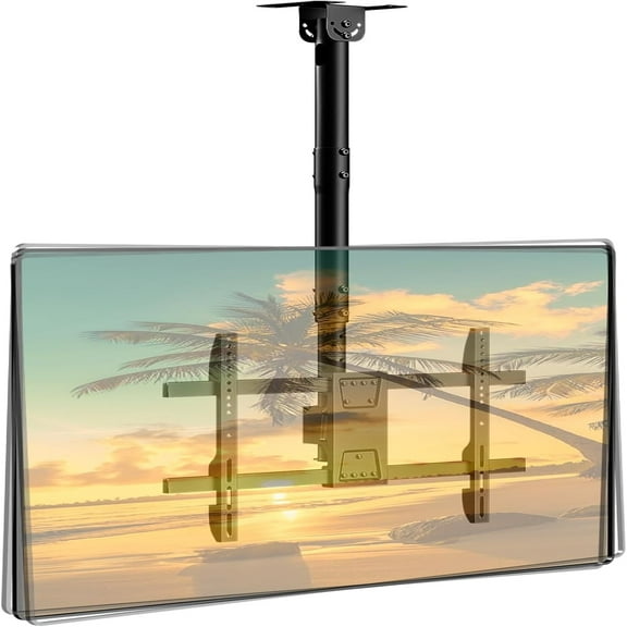 Adjustable Hanging Ceiling TV Bracket Fits Most 43-86 inch LCD LED OLED 4K TVs,Pole Ceiling Mount Supports up to 132lbs, Max VESA 600x400mm,Black