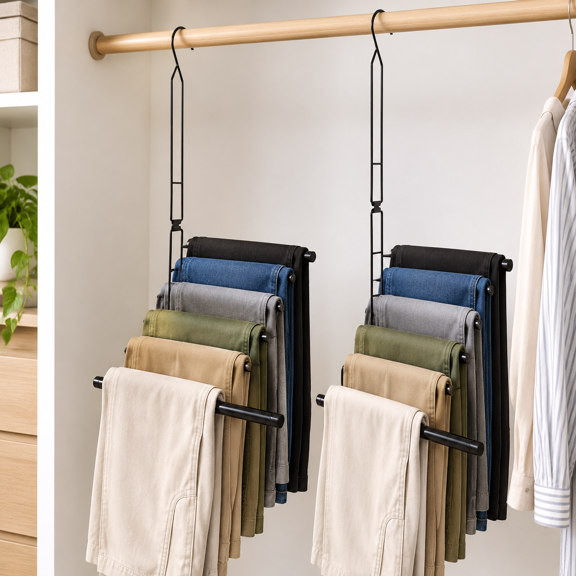 Adjustable Hanging Closet Rod Extender 2 Pack Black Space-Saving Clothes Organizer