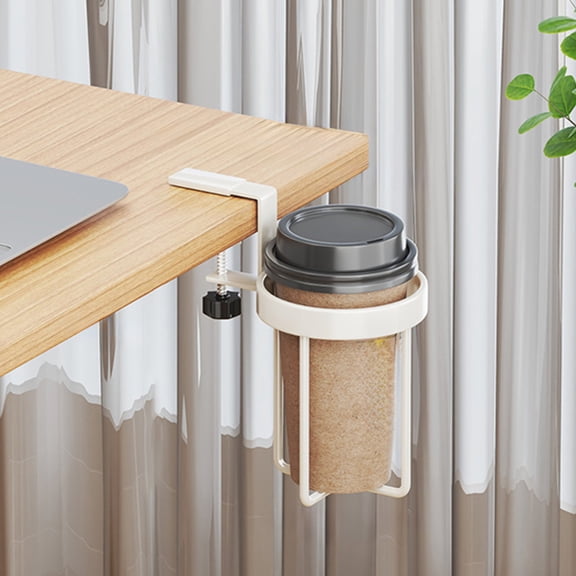 Adjustable Hanging Cup Holder, Clamp-On Desk Coffee Holder, Space-Saving Mug and Bottle Rack, Dormitory, Office, Bunk Bed, Kitchen Counter, Rust-Resistant, Easy Install