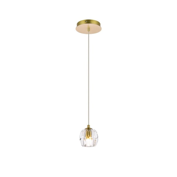 Adjustable Hanging Eren 1 Light Pendant For Living Room, Kitchen, Bedroom & Hallway, Gold