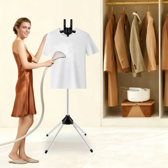 Adjustable Hanging Ironing Rack with Curved Hanger Lightweight, Rotatable, Telescopic Design for Easy Storage and Multi-Angle Ironing