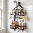 thumbnail image 1 of Adjustable Hanging Shower Caddy for Handheld Shower Heads, Rustproof Bathroom Shelf Organizer Over Showerhead Storage Rack with 8 Hooks, Easy-Clean Removable Baskets & Triple Anti-Slip Fixing, 1 of 9