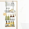 thumbnail image 1 of Adjustable Hanging Over the Shower Door Caddy,Bathroom Organizer Shelf Storage with 4 Hooks for Razor,No Drilling Rustproof Shower Rack Basket, 4 Tier, Silver, 1 of 16