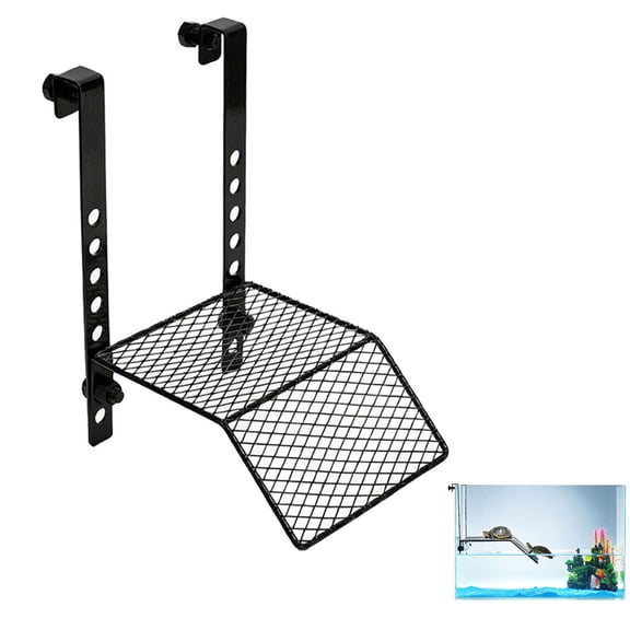 Adjustable Hanging Turtle Basking Platform, Metal‑Mesh Reptile Climbing Resting Dock, Floating Basking Terrace Habitat Decoration for Turtle Aquarium Reptile Tank