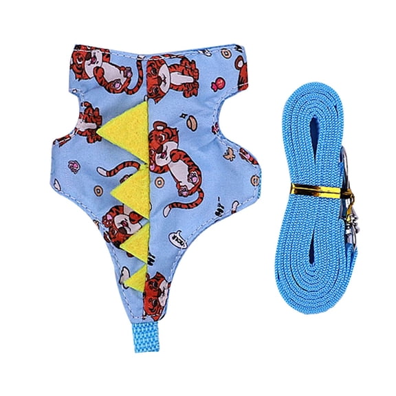 Adjustable Harness, Small Pet Harness, Dinosaur Print Pet Vest - Leash Rope Cute Costume, Hamster Guinea Pig Rabbit Rat, for Small Animal Outdoor Walking Traction Pet Supplies,Blue