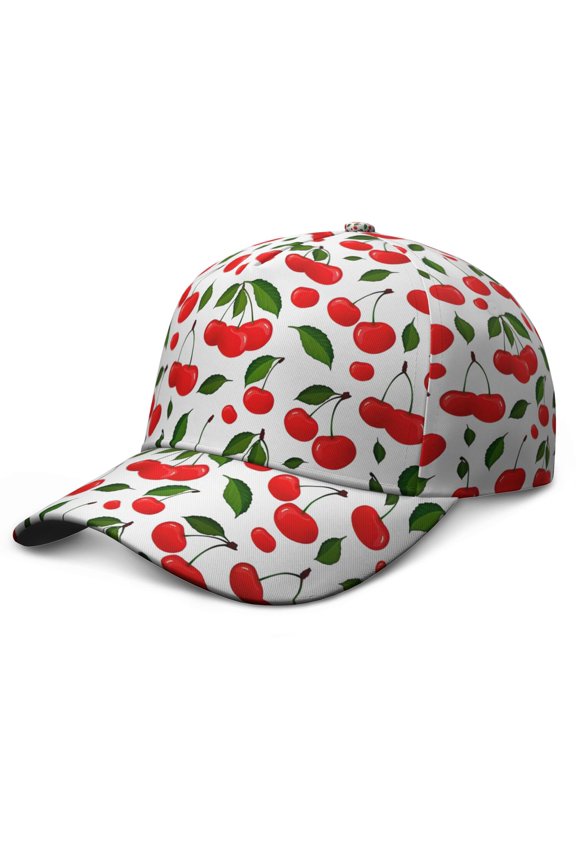 Adjustable Hat Cherry Cute Sweet Red Pink Fruit Pattern Print Aesthetic Cherry Lovers Art Illustration Candy Baseball Cap